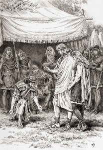 Una scena dal dramma di William Shakespeare Cimbelino, Atto V, Scena 5 da Gordon Frederick Browne